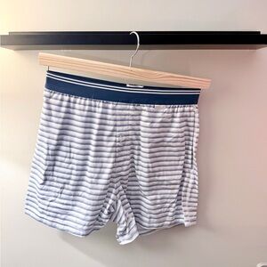 Striped Blue and White Men's Boxer Shorts with Pockets